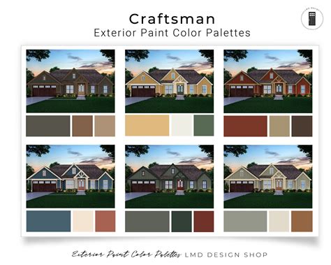 Craftsman Exterior Paint Color Palettes Exterior House Paint - Etsy Israel