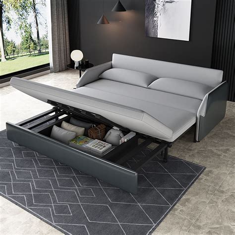 76.8" Luxury Convertible Storage Sofa Leather Cotton&linen Upholstered ...