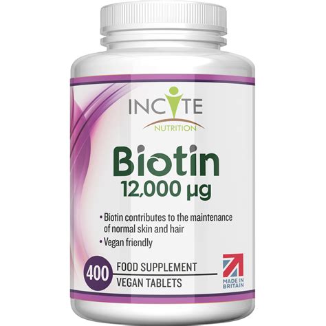 Biotin Hair Growth Supplement 12,000mcg - 400 Tiny 6mm Tablets (Full ...