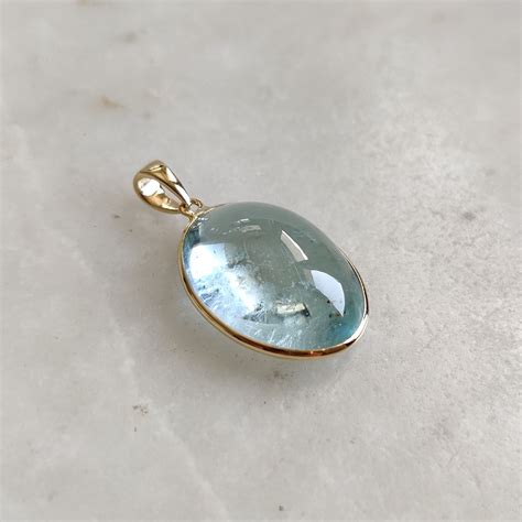 Natural Aquamarine Pendant 14K Solid Gold Aquamarine Pendant - Etsy