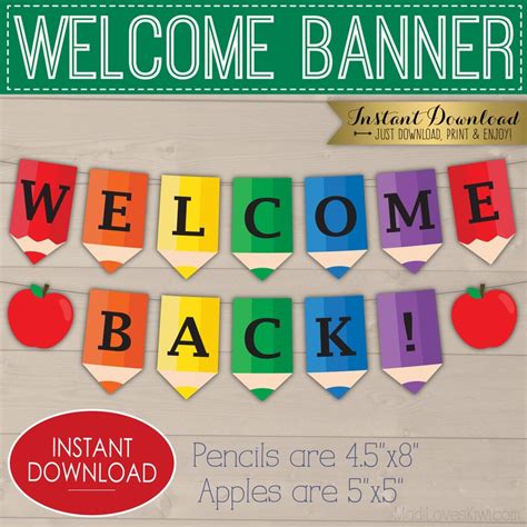 Printable Pencil Welcome Banner Rainbow Colored Back to | Etsy