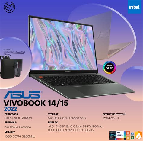 ASUS Vivobook 14 / 15 2022 Model Intel i5-12500H 15.6" 2880x1800res ...