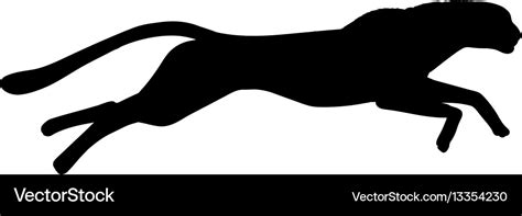 Running cheetah silhouette black white Royalty Free Vector