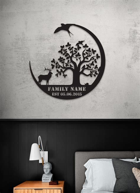 Metal Family Tree Name Sign Metal Wall Art Customized Home - Etsy