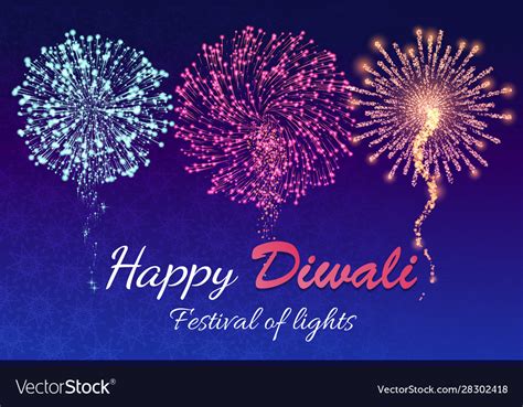 Happy diwali festival lights with fireworks Vector Image