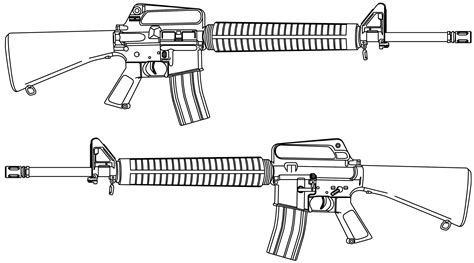 M16 rifle Blueprint - Download free blueprint for 3D modeling