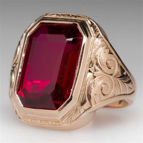 Vintage Created Ruby Bold Mens Ring | Rings for men, Mens ruby ring ...