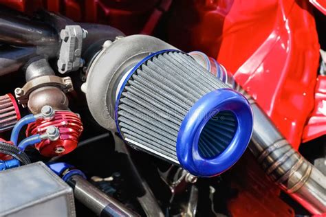 Air Filter with Turbocharger in Racing Car Engine Stock Image - Image ...