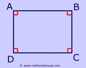 Rectangle Sides, Diagonals, and Angles -properties, rules by Example