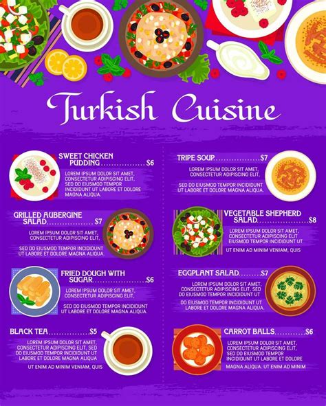 Turkish cuisine menu template with food of Turkey 23542300 Vector Art ...