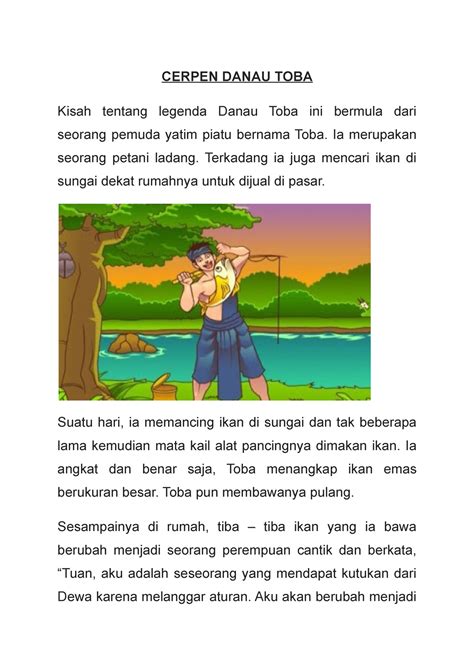 Kisah tentang legenda Danau Toba ini bermula dari seorang pemuda yatim ...