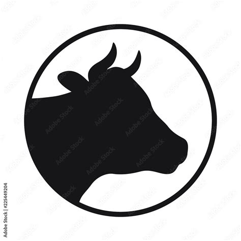 Cow head sign. Cow icon. Cow head silhouette in the circle Isolated on ...