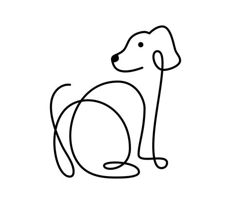 Cute one line vector dog logo. Minimalist pet in abstract hand drawn ...