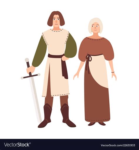 Young couple dressed in middle ages clothes Vector Image