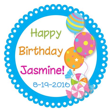 Personalized Birthday Party Stickers - Kids Custom Circle Label Favors ...