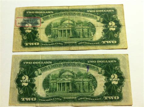 2 - 1928 D $2 Dollar Bill Red Seal Two Dollars