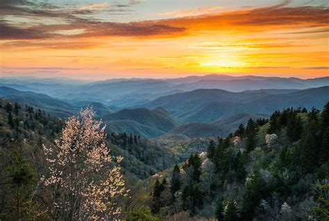 Great Smoky Mountains Spring Sunset Landscape Photography Photograph by ...