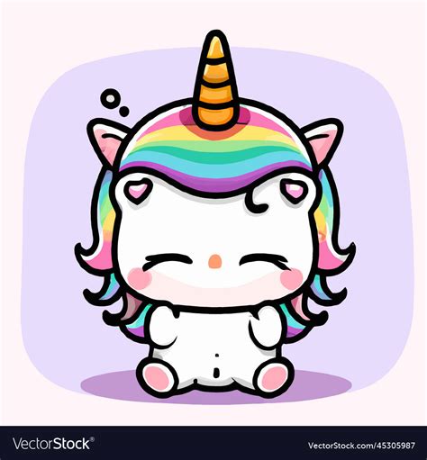 Cute unicorn kawaii chibi drawing style Royalty Free Vector