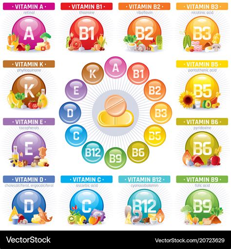 Mineral vitamin multi supplement icons Royalty Free Vector