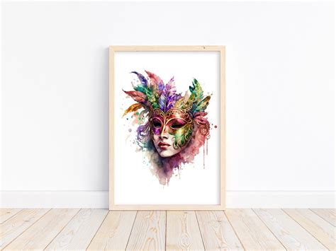 Mardi Gras Mask Art Print Mardi Gras Watercolor Art Mardi - Etsy