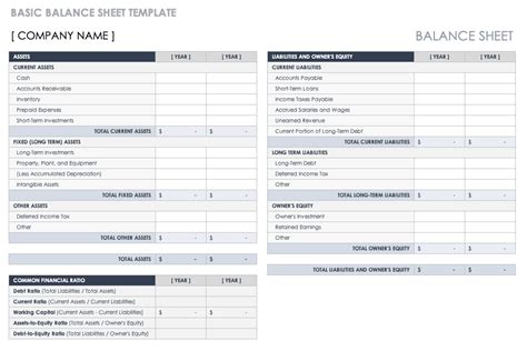 balance sheet format in excel