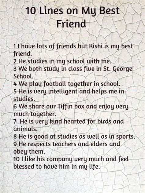 10 lines on my best friend 500 words essay on my best friend – Artofit