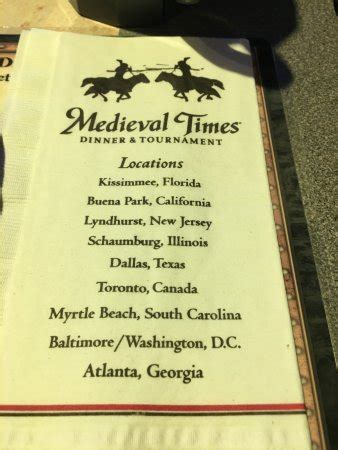 Medieval Knights Dinner Menu