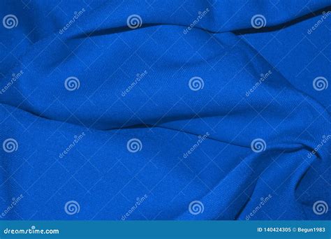 Bright Blue Fabric Texture with Folds. Stock Image - Image of design ...