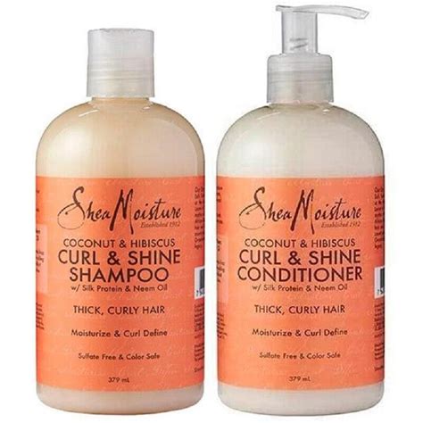 SHEA MOISTURE COCONUT & HIBISCUS CURL AND SHINE SHAMPOO & CONDITIONER ...