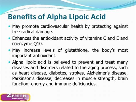 Alpha Lipoic Acid Supplement Benefits - Brain Mind Article