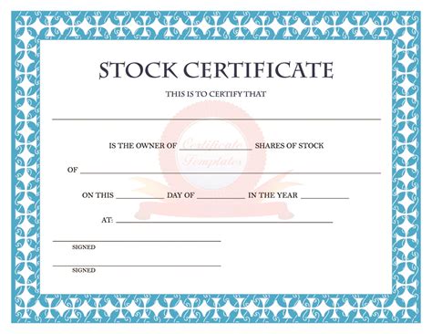 Stock Certificate Template Free