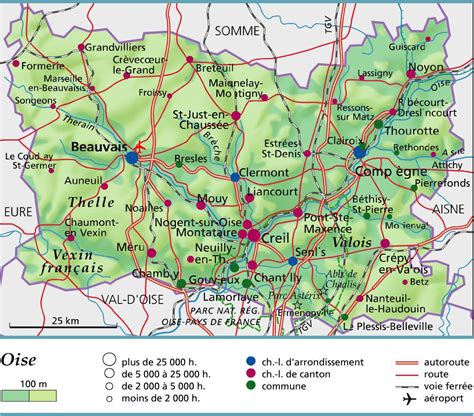 Carte de l'Oise - Oise carte du département 60 - villes, sites ...