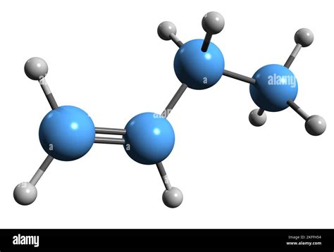 3D image de la formule squelettique du butène - structure chimique ...