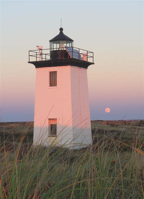 Wood End Lighthouse Cape Cod Moonrise Photograph by John Burk | Pixels