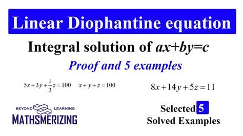 Linear Diophantine Equation | ax+by=c | Proof | 5 Examples | Euclid ...