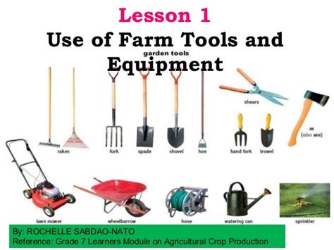 Lesson 1Use of Farm Tools andEquipmentBy: ROCHELLE SABDAO-NATOReference ...