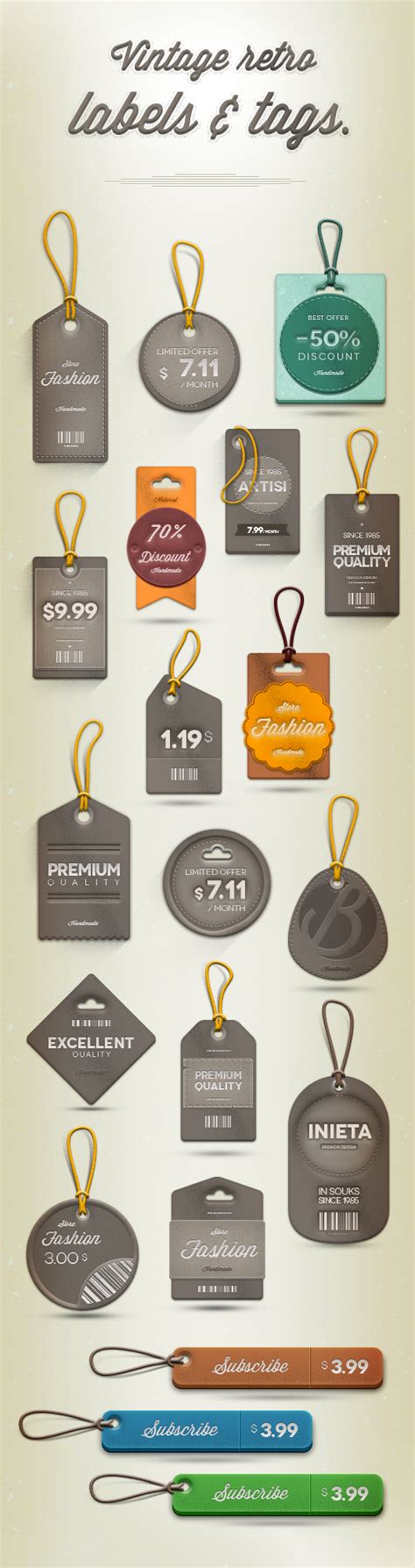 Vintage Retro Labels (Psd)