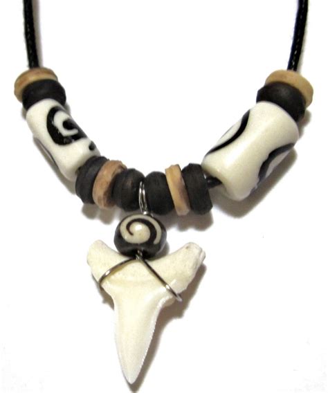 Shark Tooth Necklace Black Cord Hawaiian Necklace Shark Teeth | Etsy