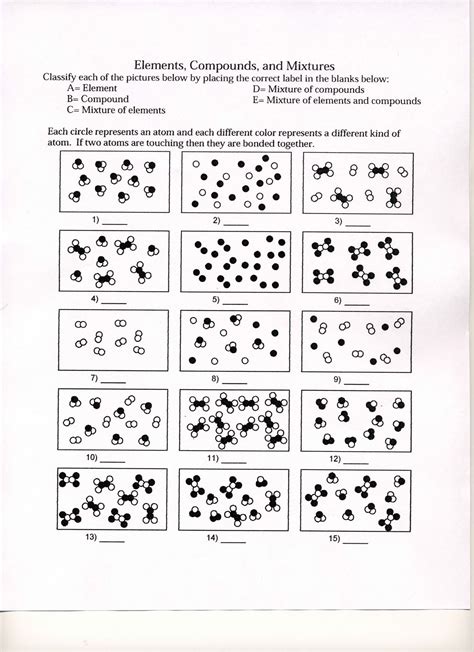 Element Compound Mixture Worksheet - Wordworksheet.com