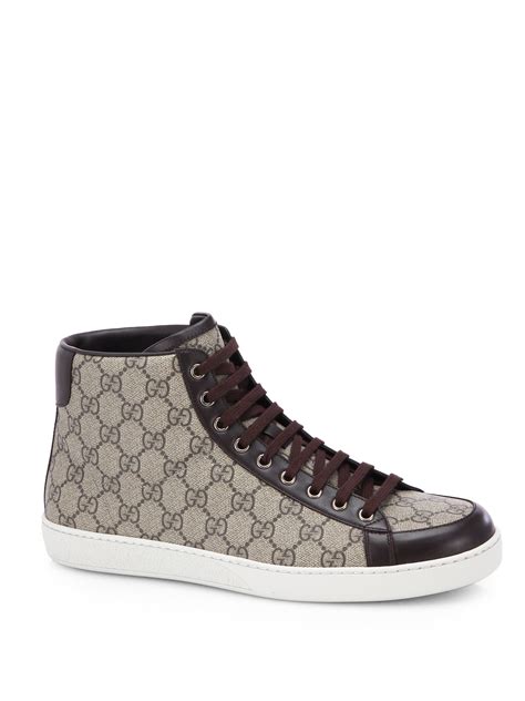 Gucci Gg Supreme Canvas High-top Sneakers in Natural for Men | Lyst