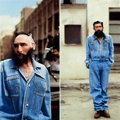 fidel castro wearing denim overalls designed by | Stable Diffusion ...