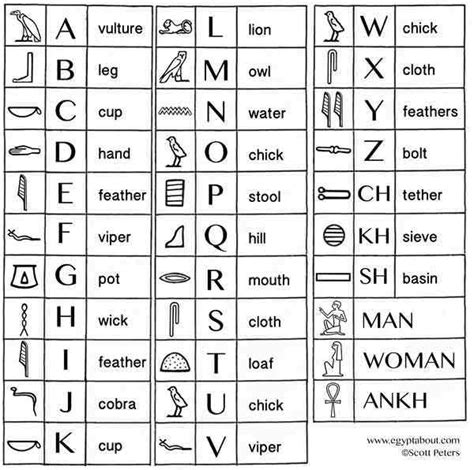 Hieroglyphic alphabet | Egyptian hieroglyphics, Ancient egyptian ...