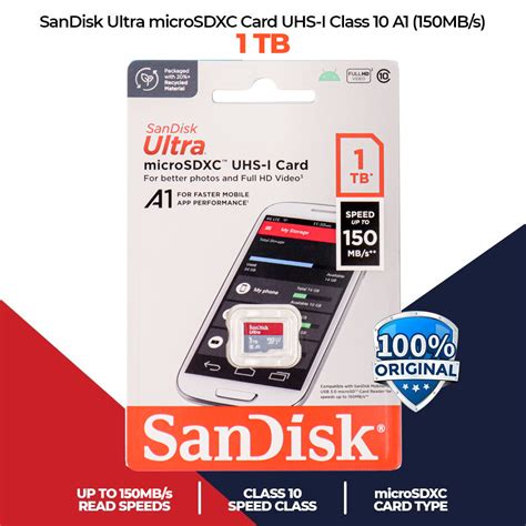 SanDisk Ultra microSDXC Card UHS-I Class 10 A1 (150MB/s) 1TB - SDSQUAC ...