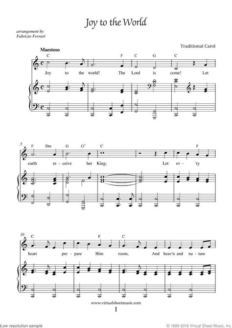 Joy to the World sheet music for piano, voice or other instruments ...