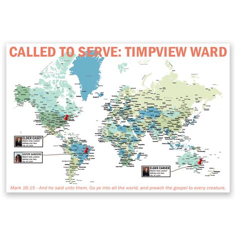 Personalized LDS World Mission Map Poster in LDS Missionary Banners ...