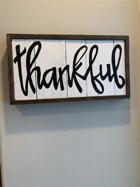 Rustic Word Art Thankful Wall Art Recycled Art | Etsy