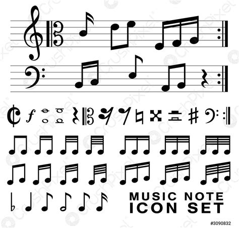 Standard music notes symbol set vector eps10 - stock vector 3090832 ...