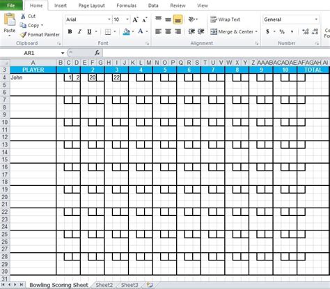 Bowling Score Sheet Excel Template - Excel Tmp