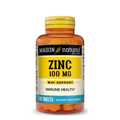 Mason Natural Zinc Supplement, 100mg X 100 Tablets - Nard Pharmacy