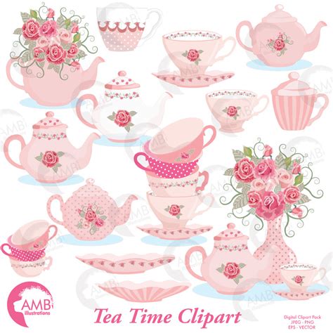 Tea time clipart, Teapot, Tea Party Clipart, Floral tea time, Teatime ...